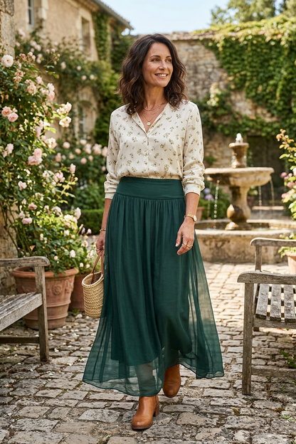 Silk Midi Skirt