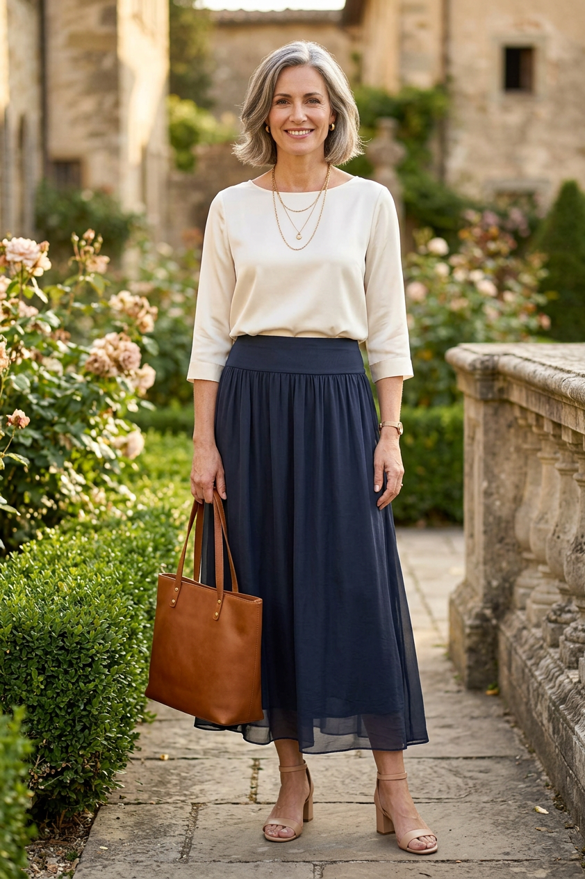 Silk Midi Skirt