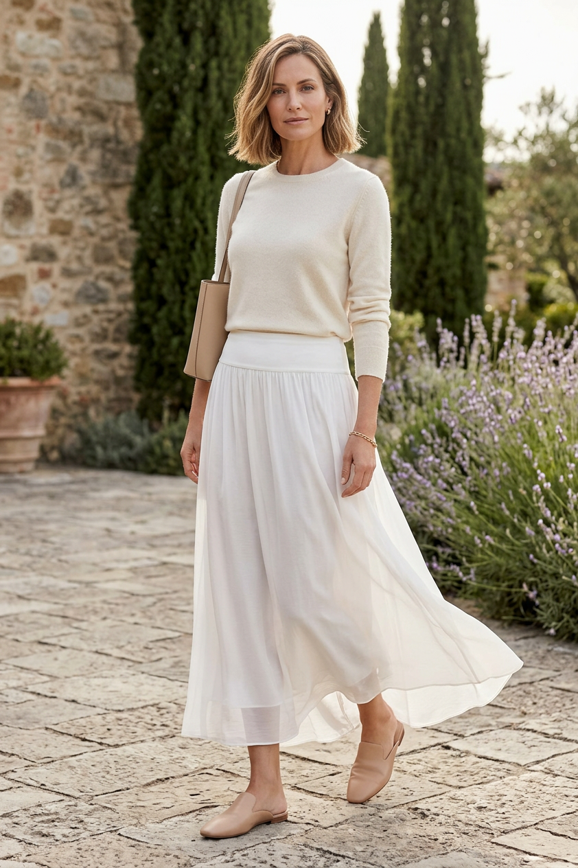 Silk Midi Skirt