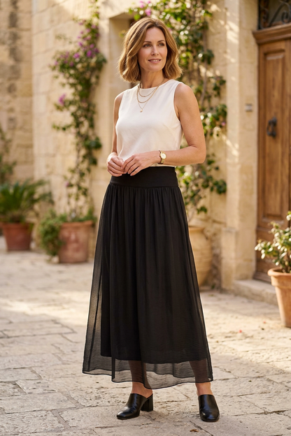 Silk Midi Skirt
