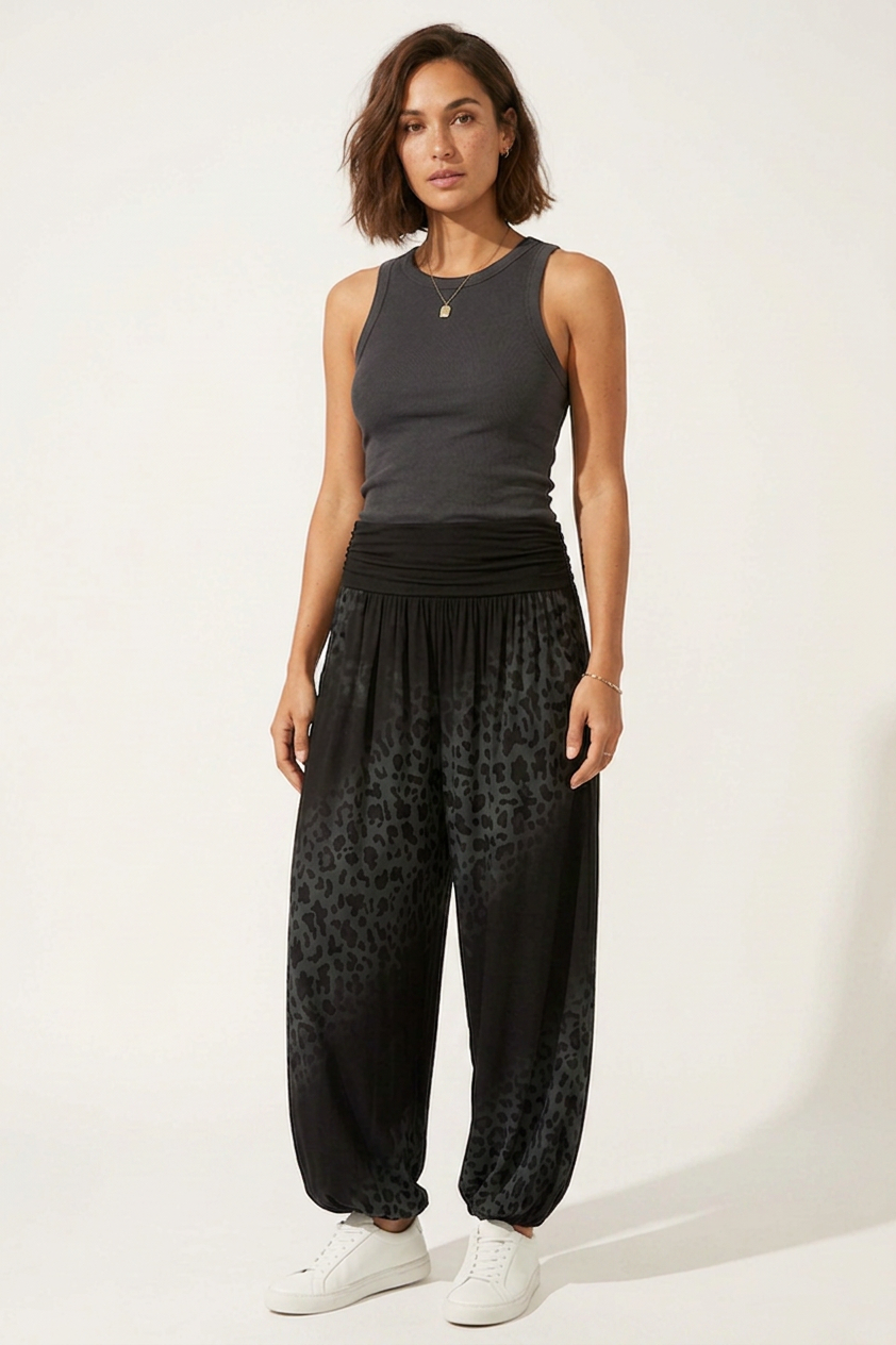 Abstract Leopard Print Harem Trouser