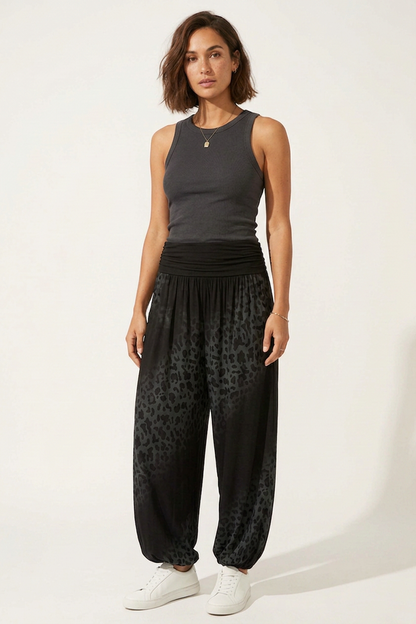 Abstract Leopard Print Harem Trouser