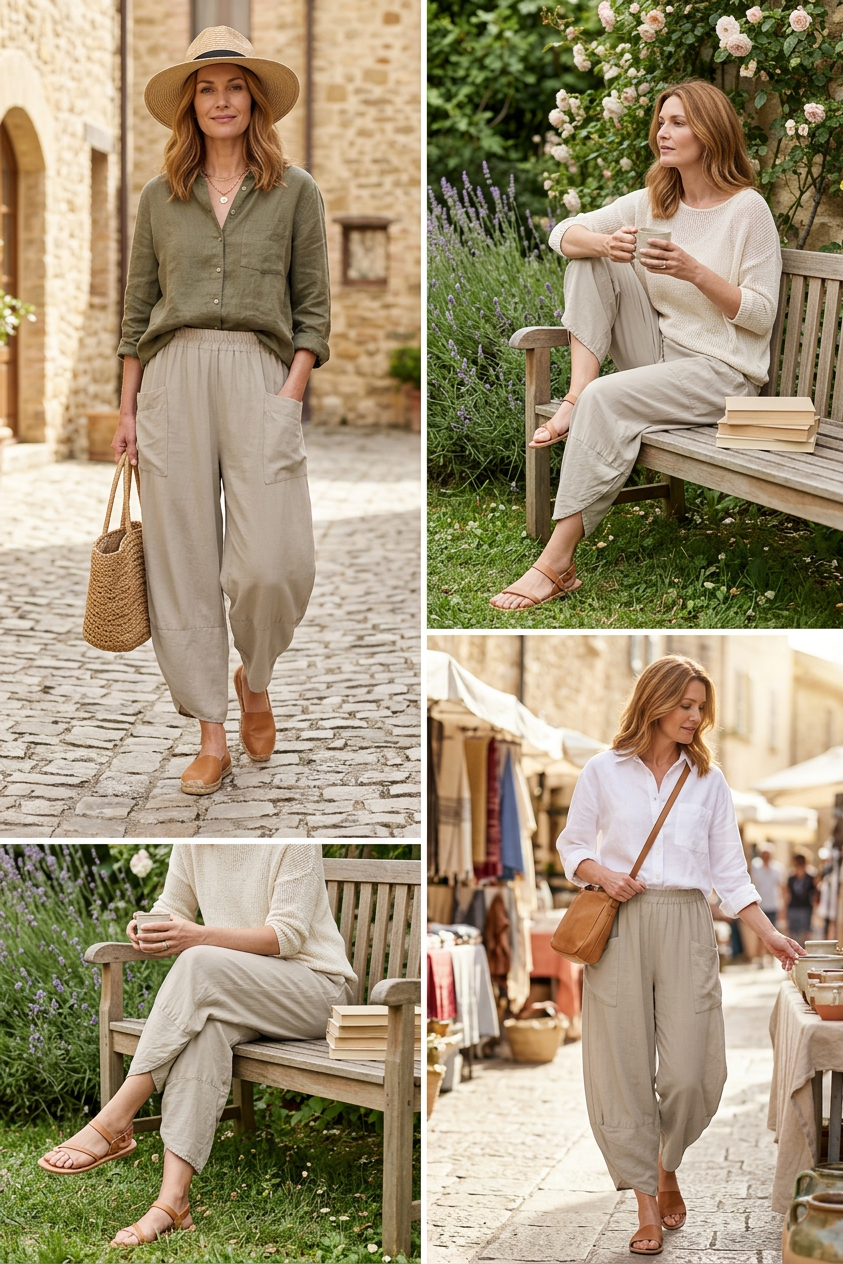 2 Pocket Ankle Length Barrel Leg Trouser