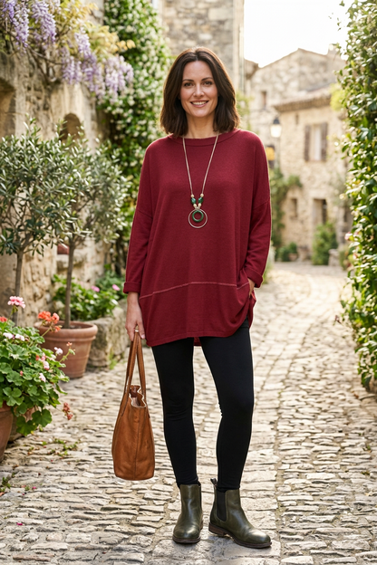 Lurex Trim Soft Knit Necklace Jumper