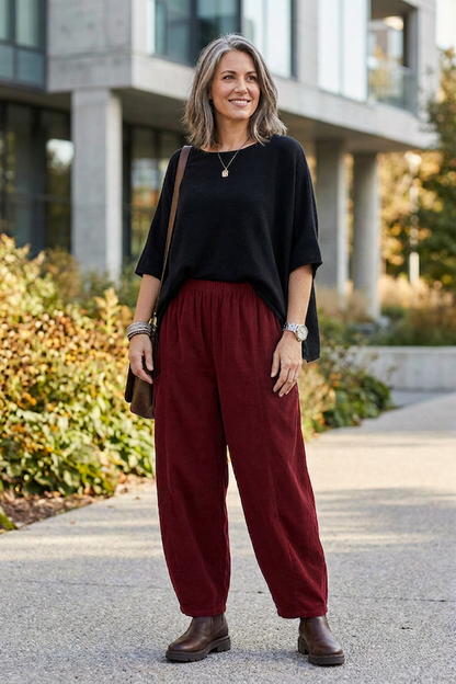 2 Slit Pocket Barrel Leg Corduroy Trouser