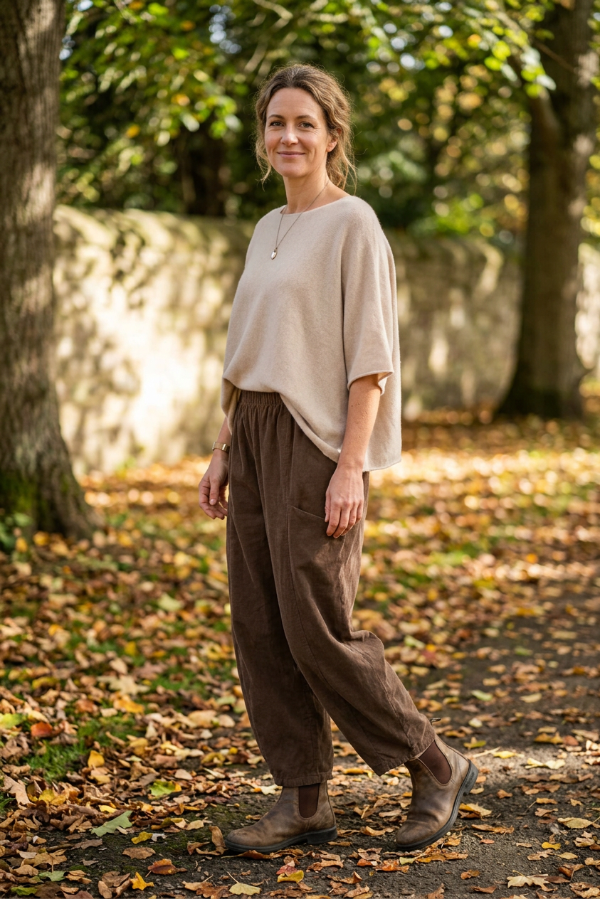 2 Slit Pocket Barrel Leg Corduroy Trouser