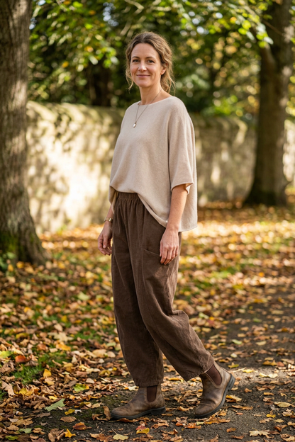 2 Slit Pocket Barrel Leg Corduroy Trouser