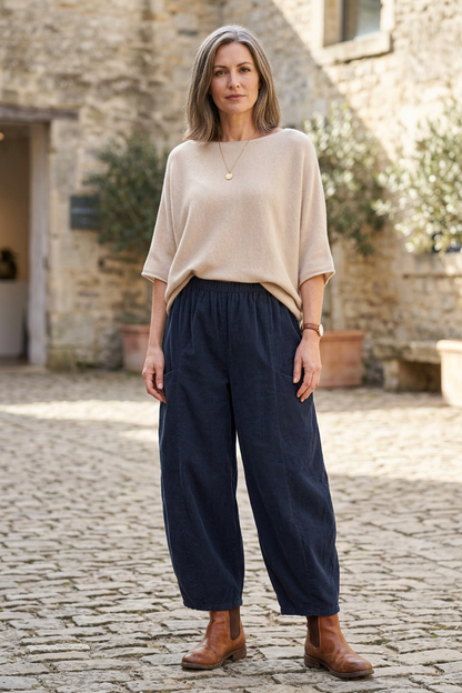 2 Slit Pocket Barrel Leg Corduroy Trouser
