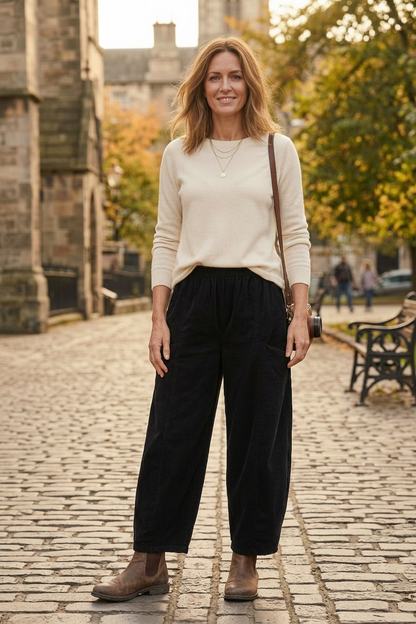 2 Slit Pocket Barrel Leg Corduroy Trouser