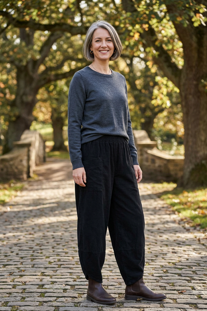 Tulip Ankle Barrel Leg Corduroy Trouser