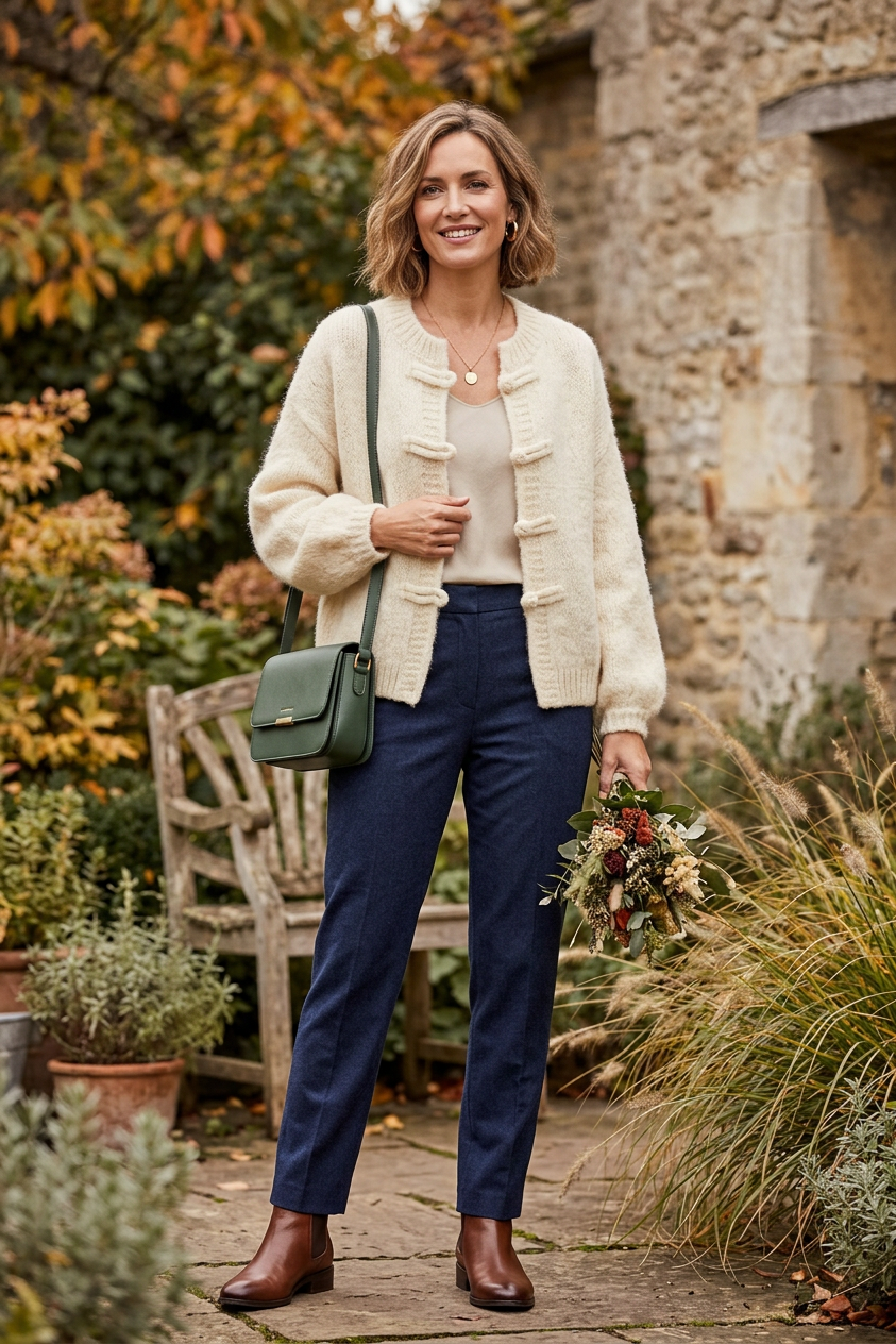 Frog Fastening Wool Cardigan