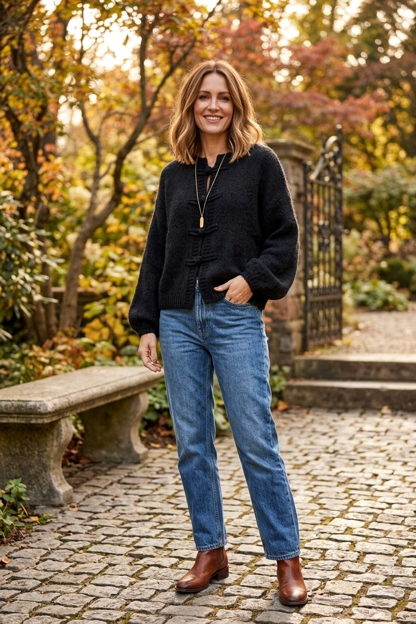 Frog Fastening Wool Cardigan
