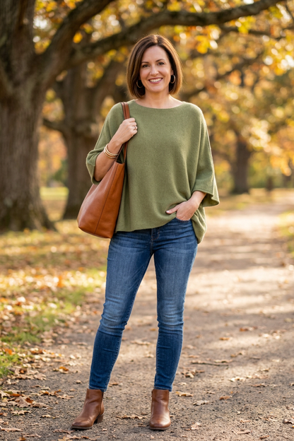 Batwing Short Sleeve Soft Knit Jumper
