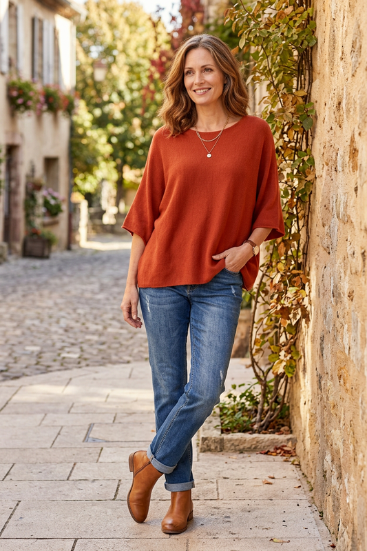 Batwing Short Sleeve Soft Knit Jumper