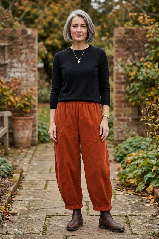 2 Slit Pocket Barrel Leg Corduroy Trouser