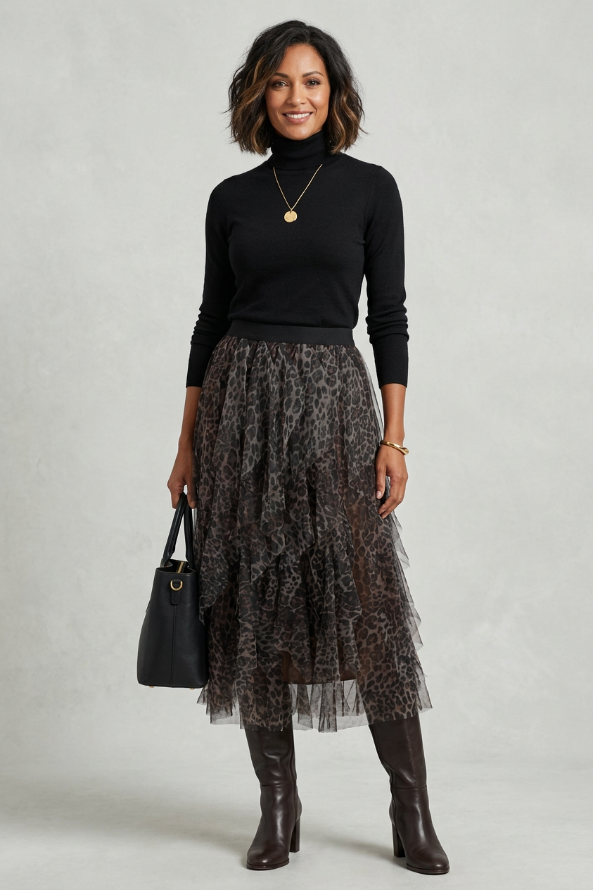 Leopard Print Tulle Skirt