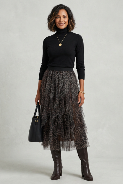 Leopard Print Tulle Skirt