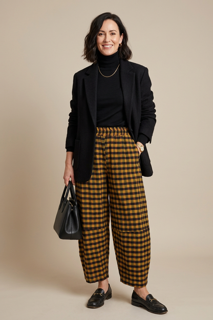 Check Barrel Leg Trouser