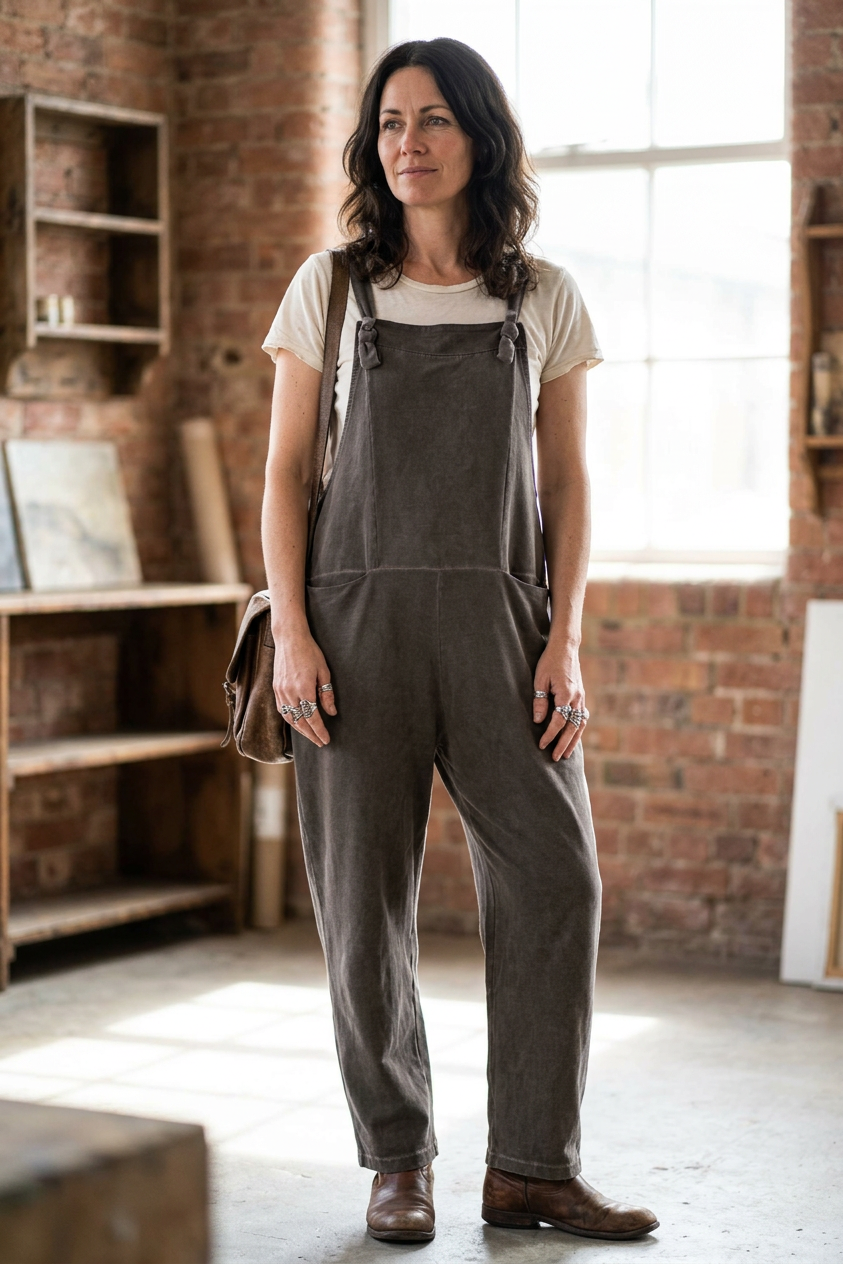Acid Wash Jersey Dungarees