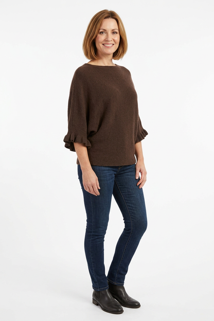Frill Batwing Soft Knit Wool Jumper