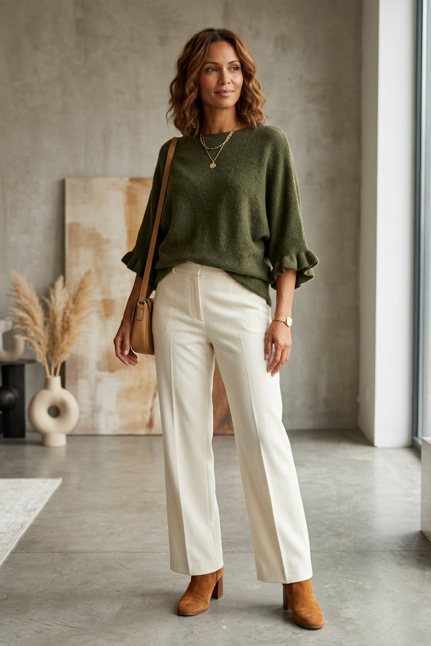 Frill Batwing Soft Knit Wool Jumper