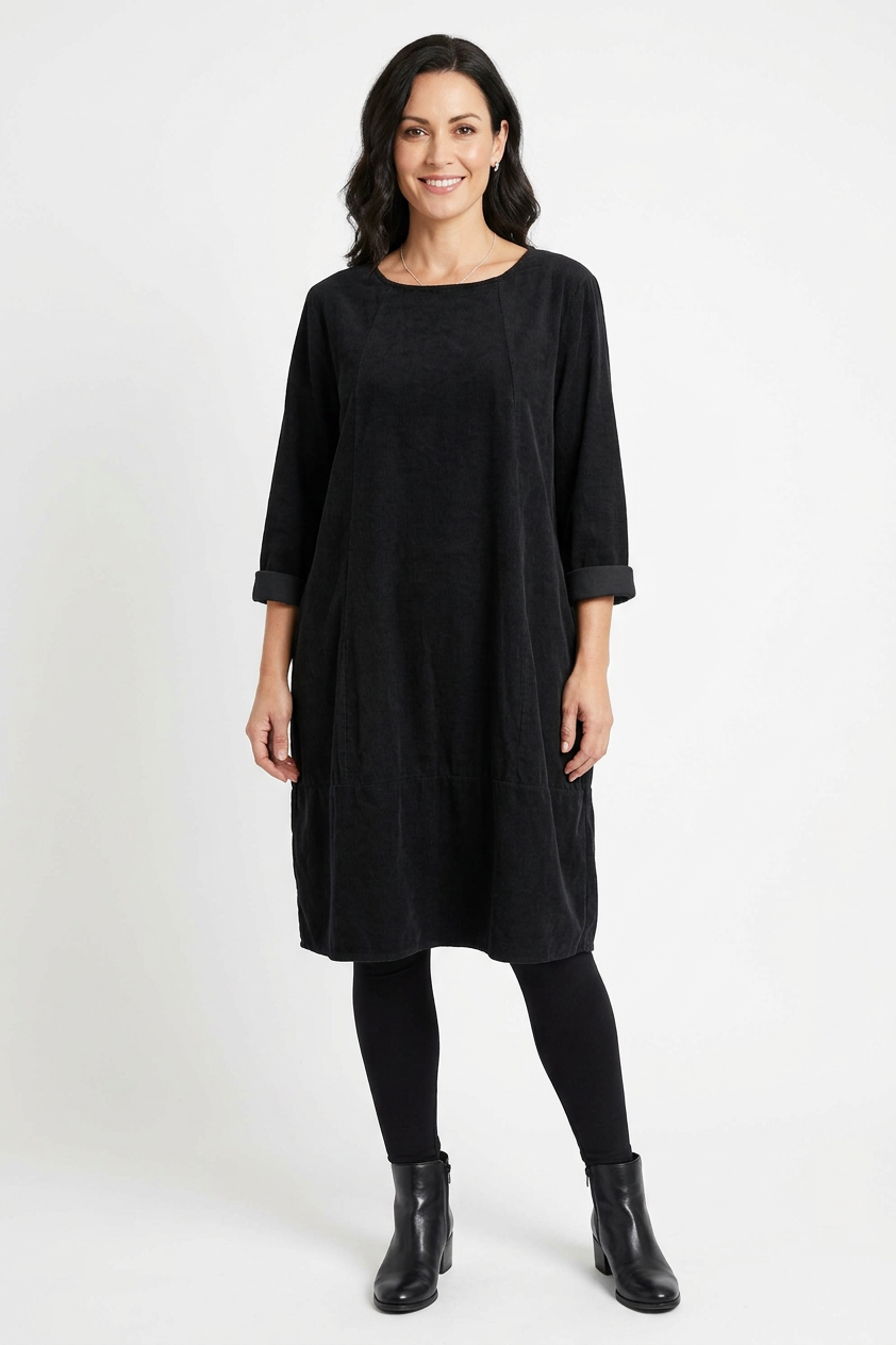 3/4 Sleeve Corduroy Dress