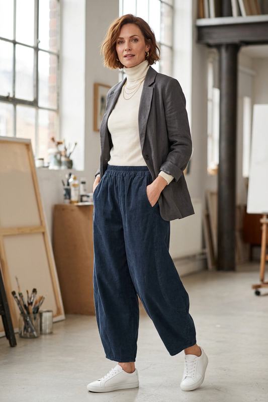 2 Pocket Barrel Leg Corduroy Trouser