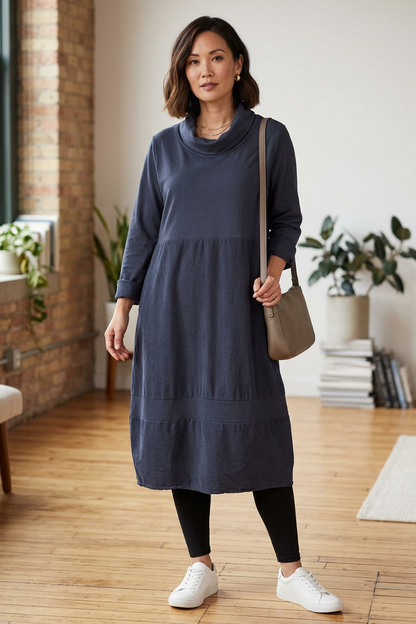 Cowl Corduroy Panel Midi
