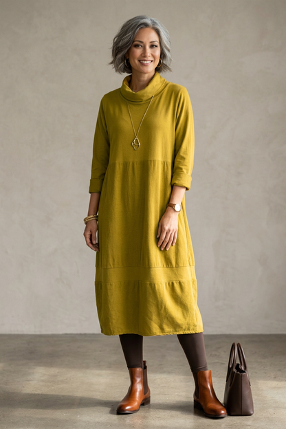 Cowl Corduroy Panel Midi