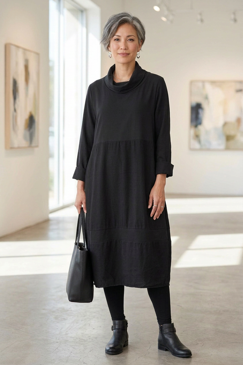 Cowl Corduroy Panel Midi
