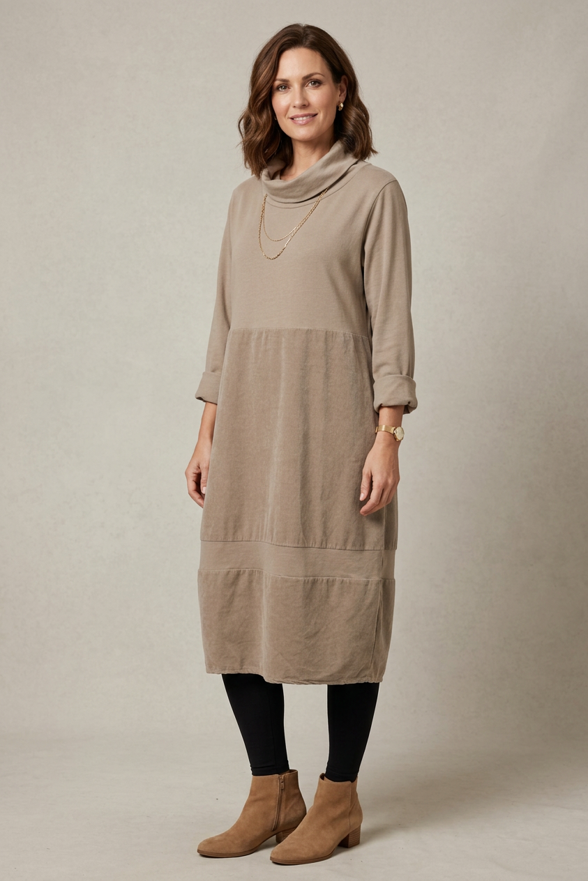 Cowl Corduroy Panel Midi