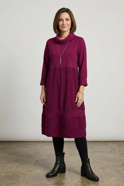 Cowl Corduroy Panel Midi
