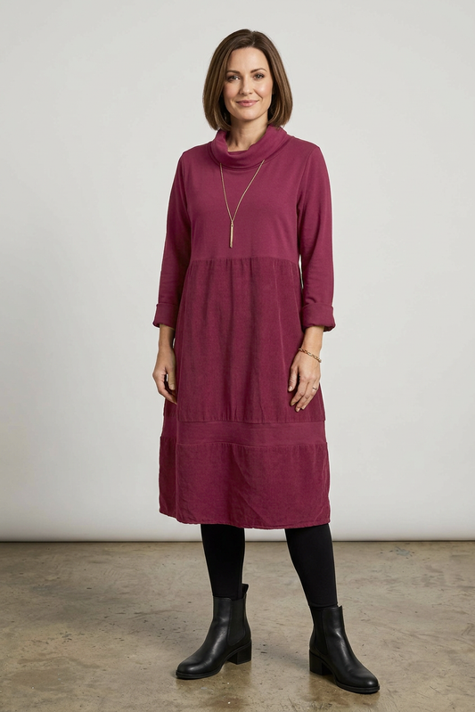 Cowl Corduroy Panel Midi