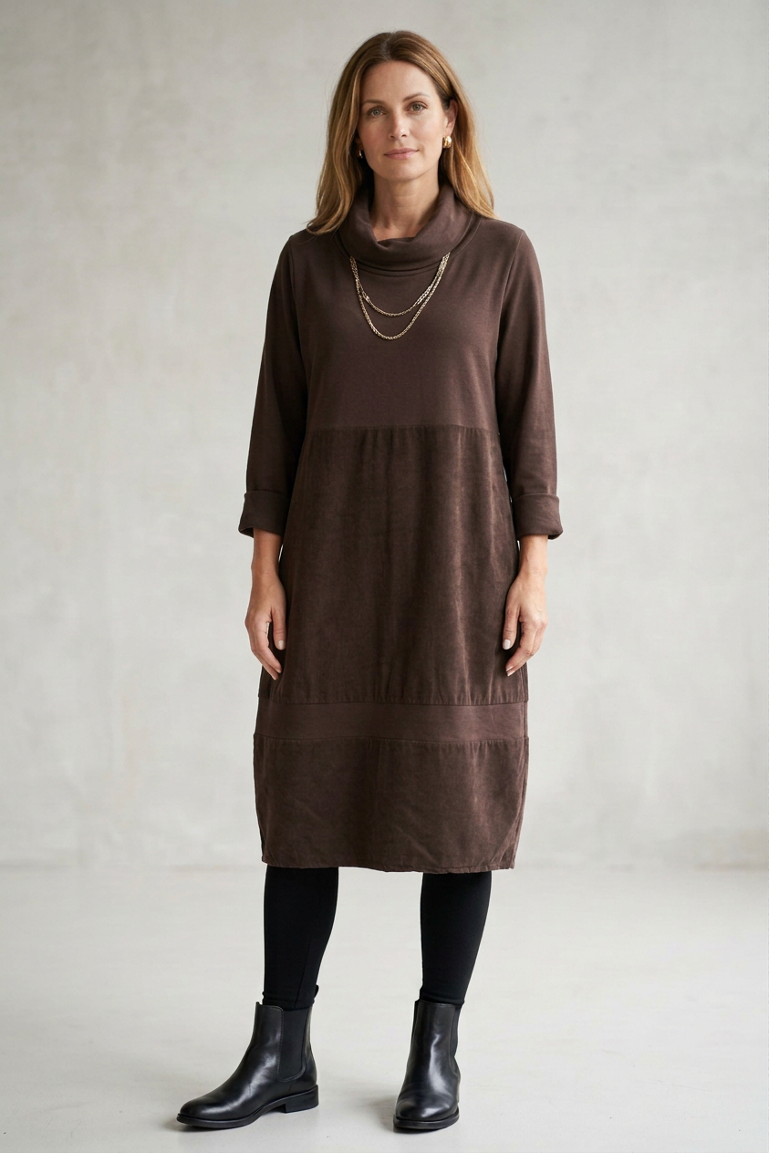 Cowl Corduroy Panel Midi
