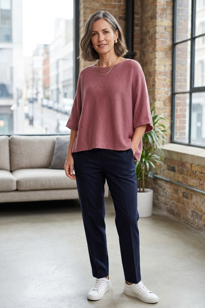 Batwing Short Sleeve Soft Knit Jumper