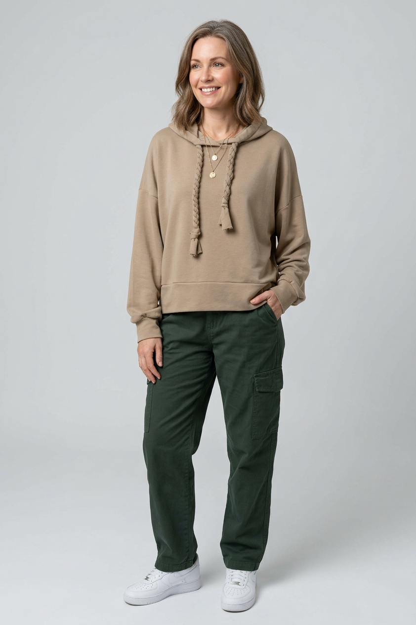 Rope Drawstring Hooded Sweatshirt