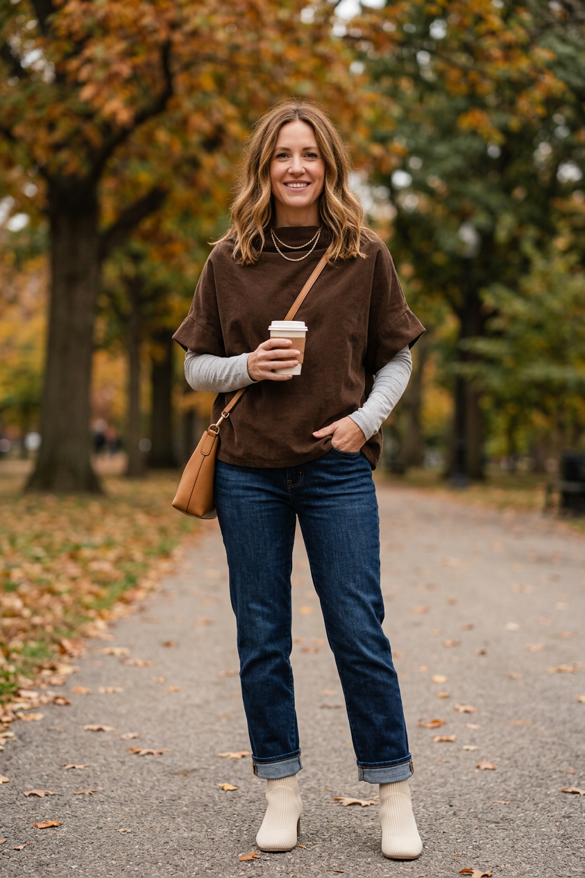 Slash Cowl Neck Corduroy Top