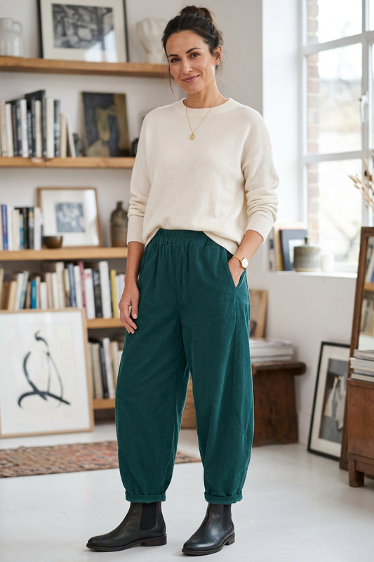 2 Pocket Barrel Leg Corduroy Trouser