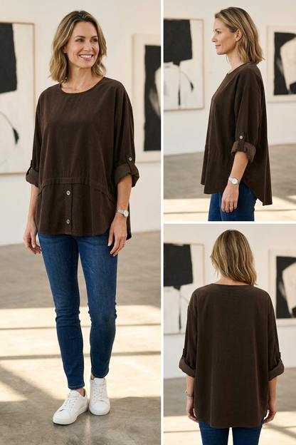 Button Detail Layer Corduroy Top