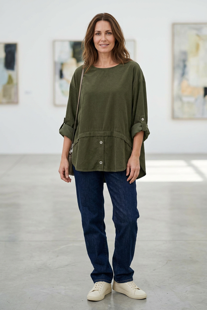 Button Detail Layer Corduroy Top