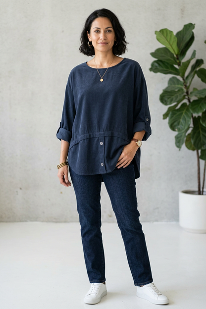 Button Detail Layer Corduroy Top