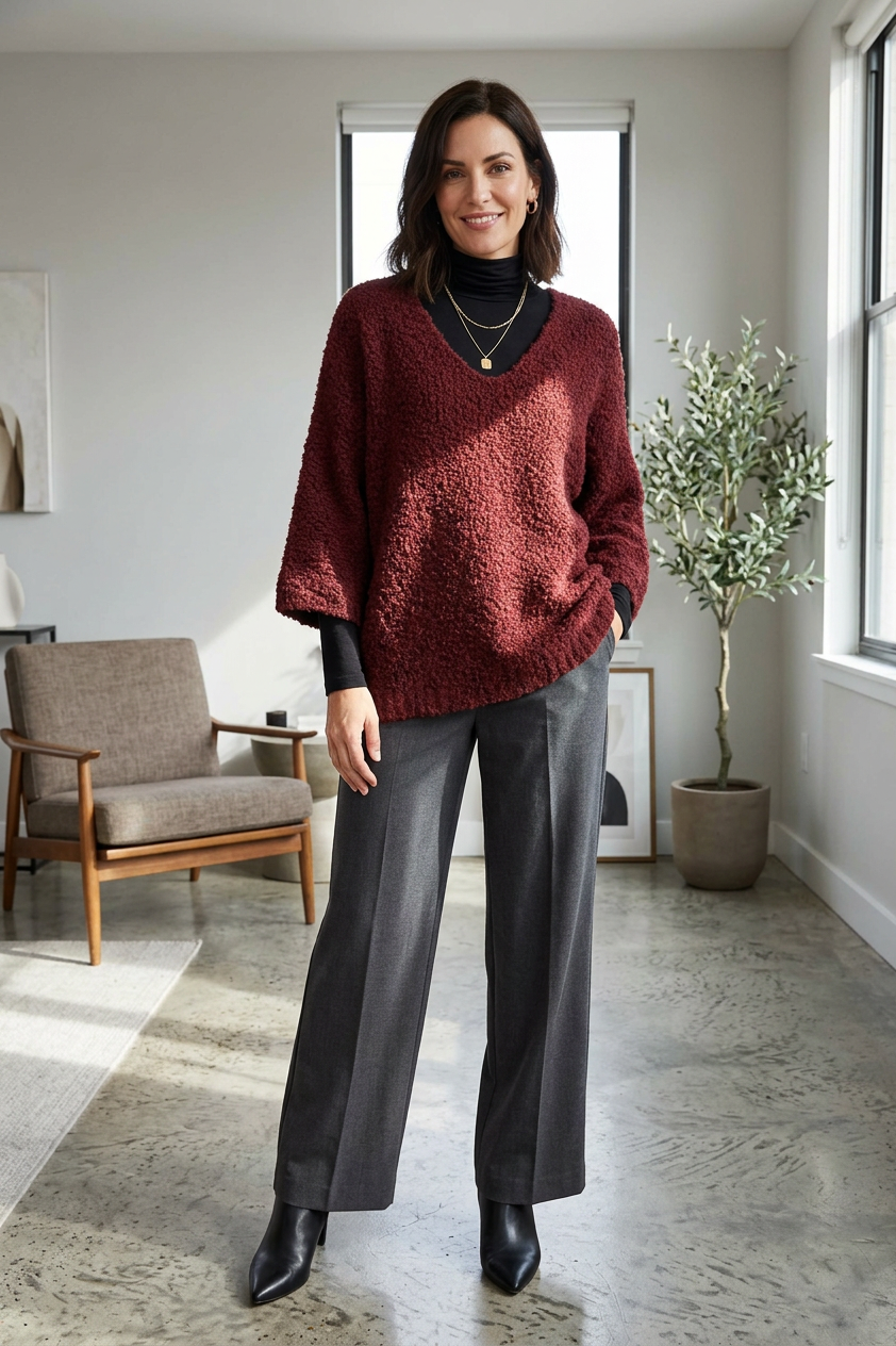 V Neck Boucle Jumper
