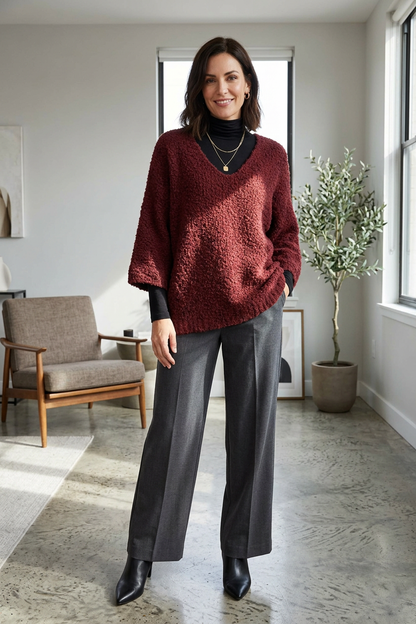 V Neck Boucle Jumper
