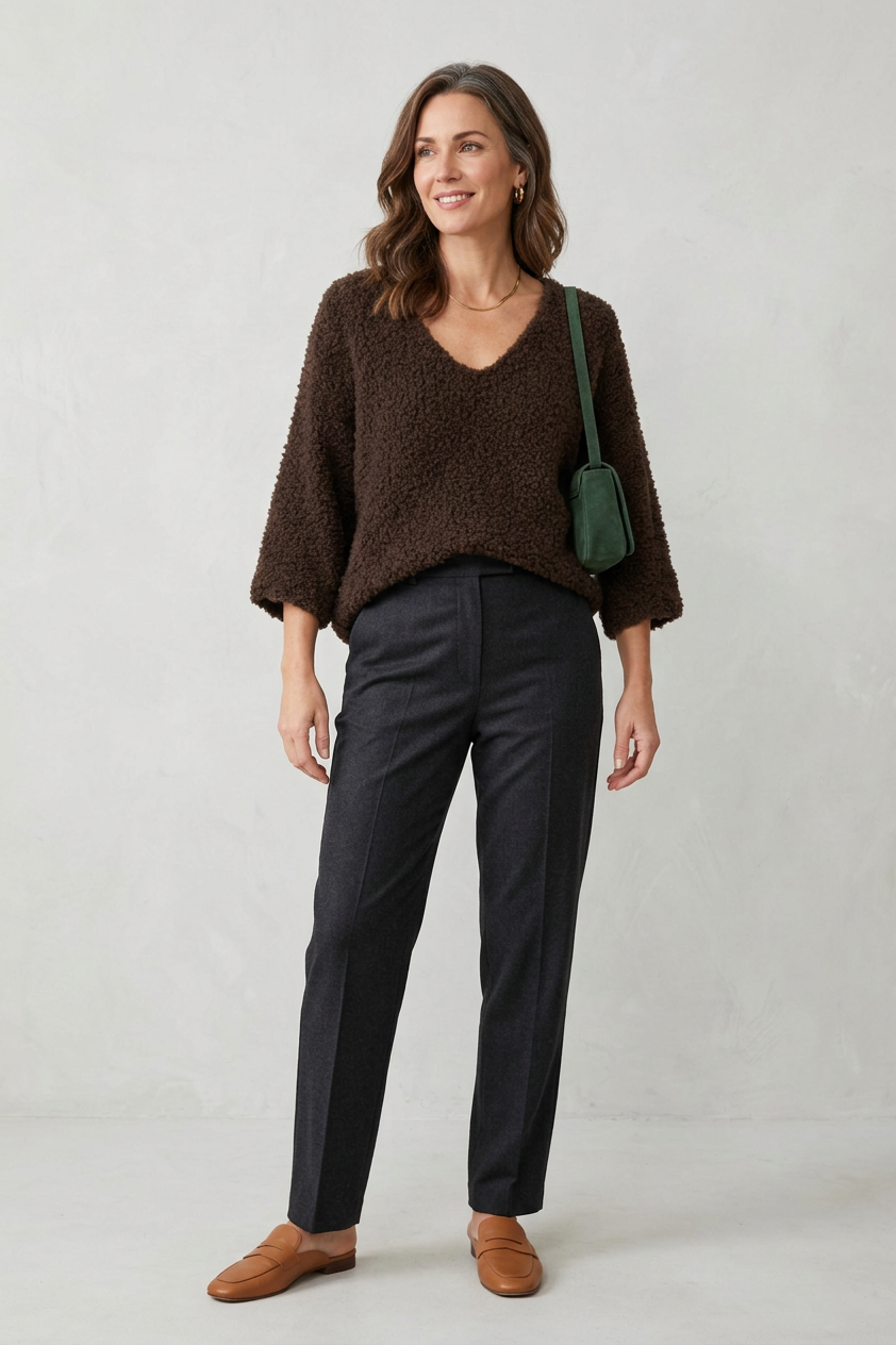 V Neck Boucle Jumper