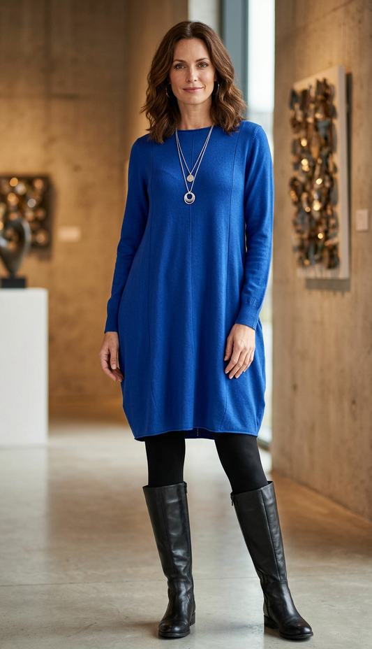 2 Pocket Panel Detail Knit Dress