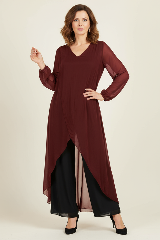 Crossover Asymmetric Silk Tunic