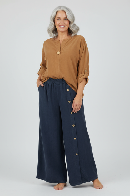 Side Button Detail Corduroy Trouser