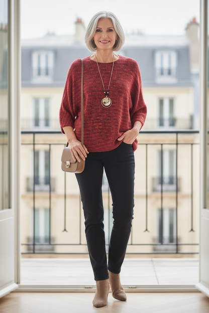 Batwing Tweed Necklace Top