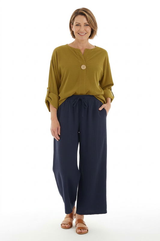 One Button Detail Corduroy Top
