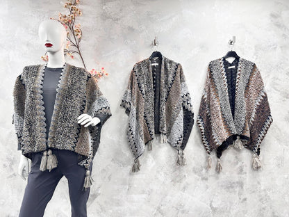 Tassel Hem Knitted Cape